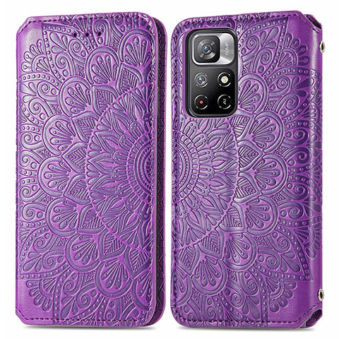 Funda de Cuero Cartera con Soporte Patron de Moda Carcasa S01D para Xiaomi Redmi Note 11 5G Morado