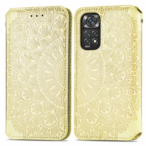 Funda de Cuero Cartera con Soporte Patron de Moda Carcasa S01D para Xiaomi Redmi Note 11S 4G Oro