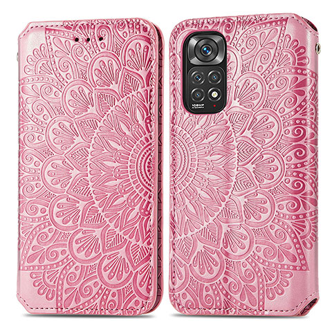 Funda de Cuero Cartera con Soporte Patron de Moda Carcasa S01D para Xiaomi Redmi Note 11S 4G Oro Rosa