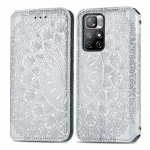 Funda de Cuero Cartera con Soporte Patron de Moda Carcasa S01D para Xiaomi Redmi Note 11T 5G Plata