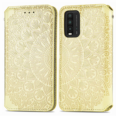 Funda de Cuero Cartera con Soporte Patron de Moda Carcasa S01D para Xiaomi Redmi Note 9 4G Oro