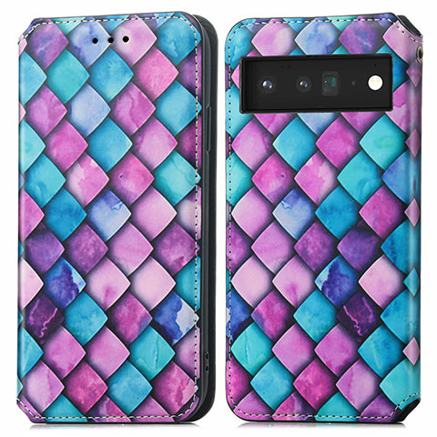 Funda de Cuero Cartera con Soporte Patron de Moda Carcasa S02D para Google Pixel 6 Pro 5G Morado