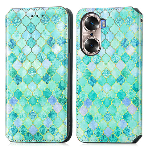 Funda de Cuero Cartera con Soporte Patron de Moda Carcasa S02D para Huawei Honor 60 Pro 5G Verde