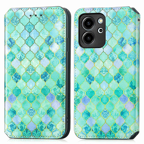 Funda de Cuero Cartera con Soporte Patron de Moda Carcasa S02D para Huawei Honor 80 SE 5G Verde