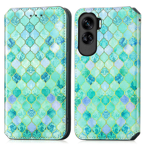 Funda de Cuero Cartera con Soporte Patron de Moda Carcasa S02D para Huawei Honor 90 Lite 5G Verde