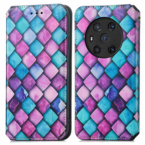 Funda de Cuero Cartera con Soporte Patron de Moda Carcasa S02D para Huawei Honor Magic3 5G Morado