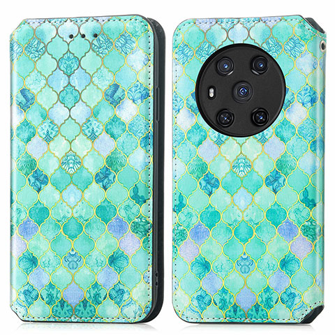 Funda de Cuero Cartera con Soporte Patron de Moda Carcasa S02D para Huawei Honor Magic3 5G Verde