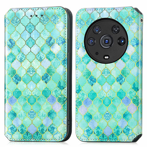 Funda de Cuero Cartera con Soporte Patron de Moda Carcasa S02D para Huawei Honor Magic3 Pro 5G Verde