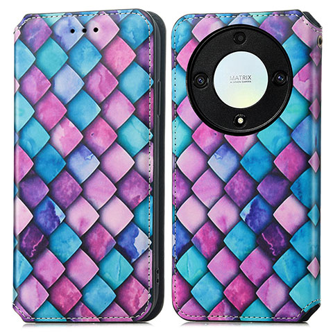 Funda de Cuero Cartera con Soporte Patron de Moda Carcasa S02D para Huawei Honor Magic5 Lite 5G Morado