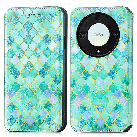 Funda de Cuero Cartera con Soporte Patron de Moda Carcasa S02D para Huawei Honor Magic5 Lite 5G Verde