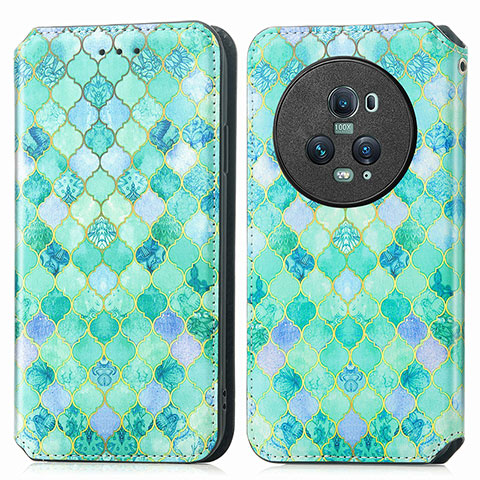 Funda de Cuero Cartera con Soporte Patron de Moda Carcasa S02D para Huawei Honor Magic5 Pro 5G Verde