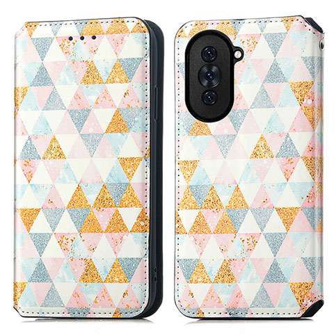 Funda de Cuero Cartera con Soporte Patron de Moda Carcasa S02D para Huawei Nova 10 Blanco