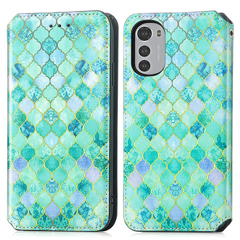 Funda de Cuero Cartera con Soporte Patron de Moda Carcasa S02D para Motorola Moto E32s Verde