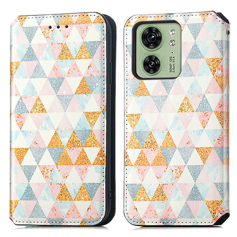 Funda de Cuero Cartera con Soporte Patron de Moda Carcasa S02D para Motorola Moto Edge 40 5G Blanco