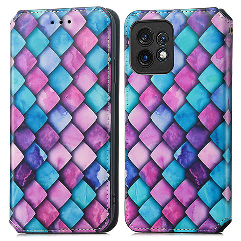 Funda de Cuero Cartera con Soporte Patron de Moda Carcasa S02D para Motorola Moto Edge 40 Pro 5G Morado