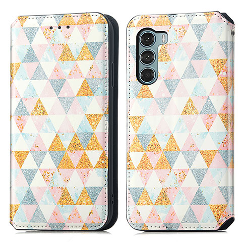 Funda de Cuero Cartera con Soporte Patron de Moda Carcasa S02D para Motorola Moto Edge S30 5G Blanco