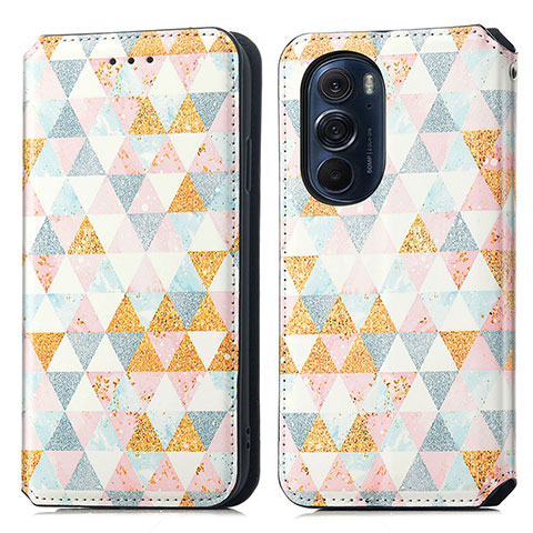 Funda de Cuero Cartera con Soporte Patron de Moda Carcasa S02D para Motorola Moto Edge X30 5G Blanco