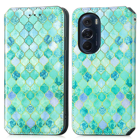 Funda de Cuero Cartera con Soporte Patron de Moda Carcasa S02D para Motorola Moto Edge X30 5G Verde