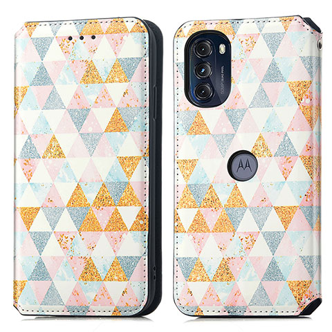 Funda de Cuero Cartera con Soporte Patron de Moda Carcasa S02D para Motorola Moto G 5G (2022) Blanco