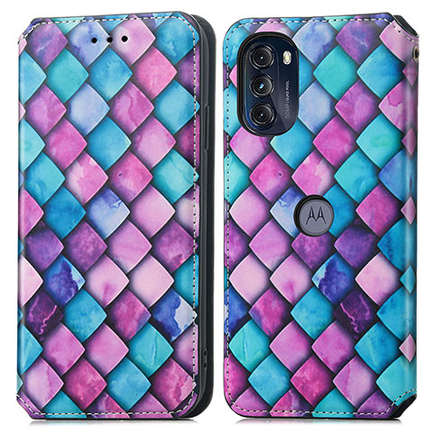 Funda de Cuero Cartera con Soporte Patron de Moda Carcasa S02D para Motorola Moto G 5G (2022) Morado