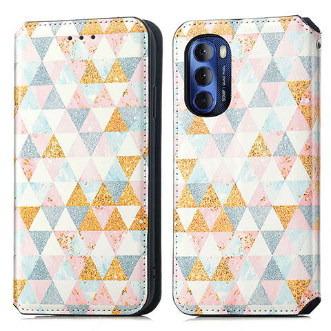 Funda de Cuero Cartera con Soporte Patron de Moda Carcasa S02D para Motorola Moto G Stylus (2022) 5G Blanco