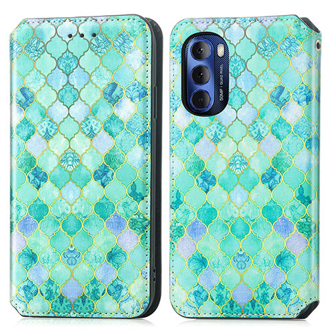 Funda de Cuero Cartera con Soporte Patron de Moda Carcasa S02D para Motorola Moto G Stylus (2022) 5G Verde