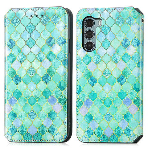 Funda de Cuero Cartera con Soporte Patron de Moda Carcasa S02D para Motorola Moto G200 5G Verde