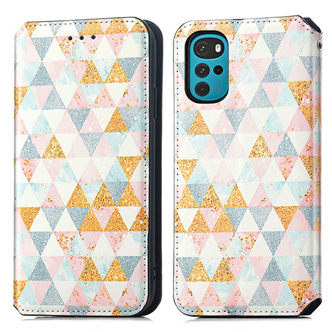 Funda de Cuero Cartera con Soporte Patron de Moda Carcasa S02D para Motorola Moto G22 Blanco