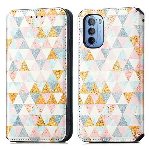 Funda de Cuero Cartera con Soporte Patron de Moda Carcasa S02D para Motorola Moto G31 Blanco