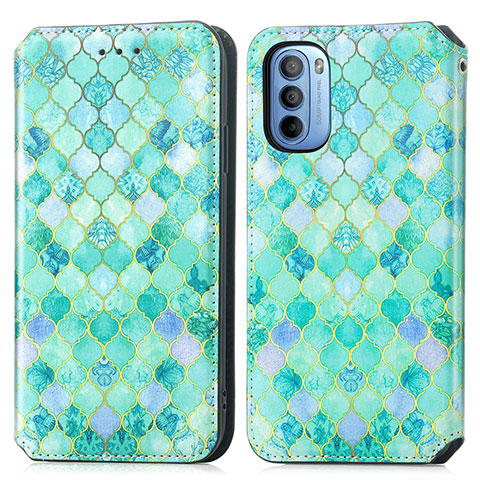 Funda de Cuero Cartera con Soporte Patron de Moda Carcasa S02D para Motorola Moto G31 Verde