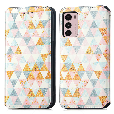 Funda de Cuero Cartera con Soporte Patron de Moda Carcasa S02D para Motorola Moto G42 Blanco