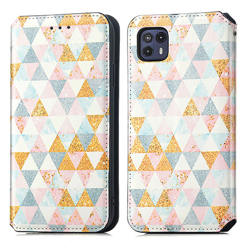 Funda de Cuero Cartera con Soporte Patron de Moda Carcasa S02D para Motorola Moto G50 5G Blanco