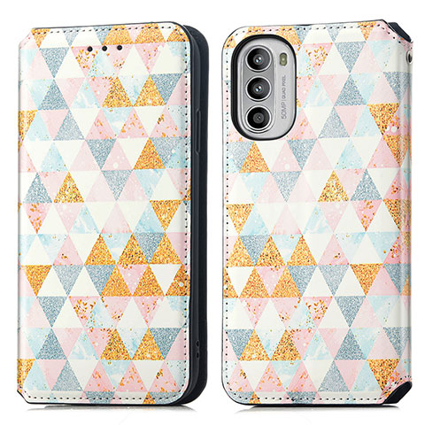 Funda de Cuero Cartera con Soporte Patron de Moda Carcasa S02D para Motorola MOTO G52 Blanco