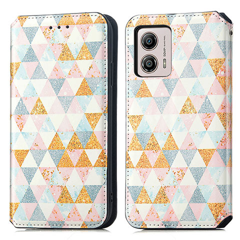 Funda de Cuero Cartera con Soporte Patron de Moda Carcasa S02D para Motorola Moto G53y 5G Blanco