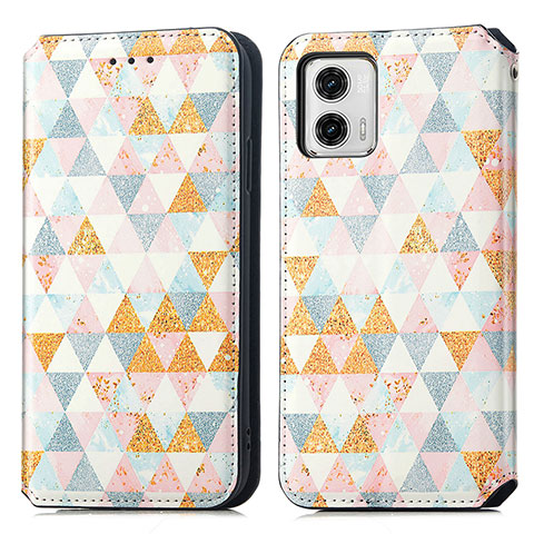 Funda de Cuero Cartera con Soporte Patron de Moda Carcasa S02D para Motorola Moto G73 5G Blanco