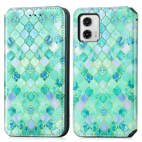 Funda de Cuero Cartera con Soporte Patron de Moda Carcasa S02D para Motorola Moto G73 5G Verde