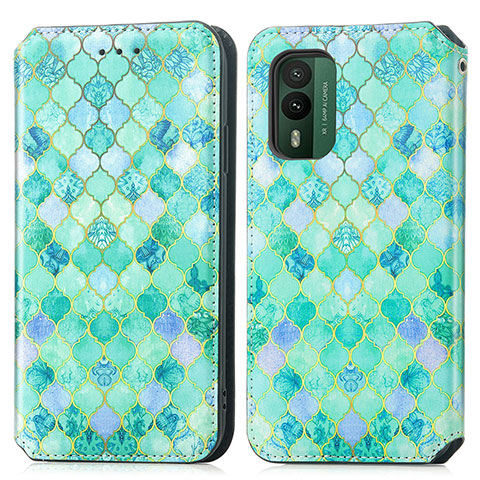 Funda de Cuero Cartera con Soporte Patron de Moda Carcasa S02D para Nokia XR21 Verde