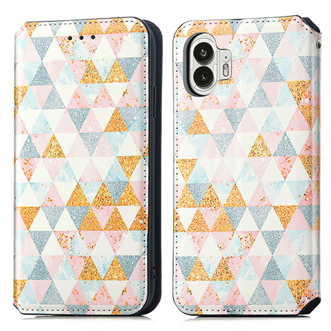 Funda de Cuero Cartera con Soporte Patron de Moda Carcasa S02D para Nothing Phone 2 Blanco