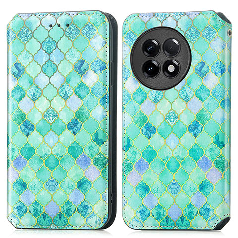 Funda de Cuero Cartera con Soporte Patron de Moda Carcasa S02D para OnePlus Ace 2 Pro 5G Verde