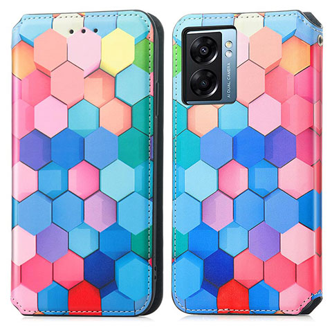 Funda de Cuero Cartera con Soporte Patron de Moda Carcasa S02D para Oppo A57 5G Vistoso