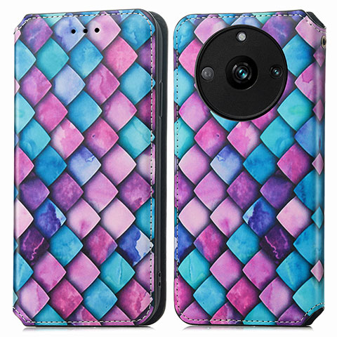 Funda de Cuero Cartera con Soporte Patron de Moda Carcasa S02D para Realme 11 Pro+ Plus 5G Morado