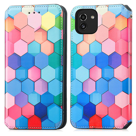 Funda de Cuero Cartera con Soporte Patron de Moda Carcasa S02D para Samsung Galaxy A03 Vistoso