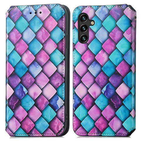 Funda de Cuero Cartera con Soporte Patron de Moda Carcasa S02D para Samsung Galaxy A04s Morado