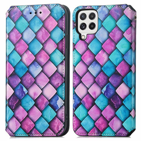 Funda de Cuero Cartera con Soporte Patron de Moda Carcasa S02D para Samsung Galaxy A22 4G Morado