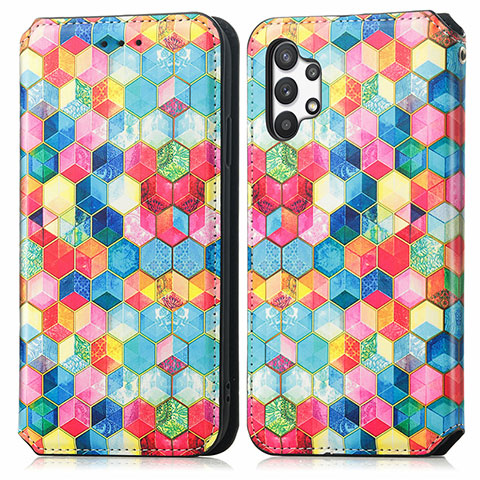 Funda de Cuero Cartera con Soporte Patron de Moda Carcasa S02D para Samsung Galaxy A32 4G Multicolor