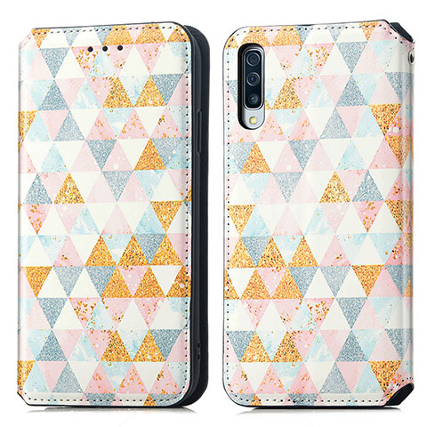 Funda de Cuero Cartera con Soporte Patron de Moda Carcasa S02D para Samsung Galaxy A50 Blanco