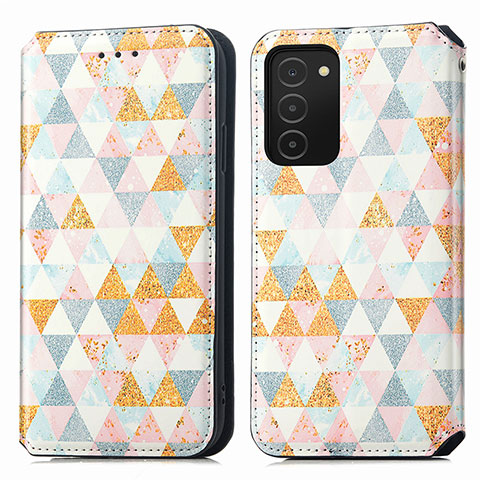 Funda de Cuero Cartera con Soporte Patron de Moda Carcasa S02D para Samsung Galaxy F02S SM-E025F Blanco