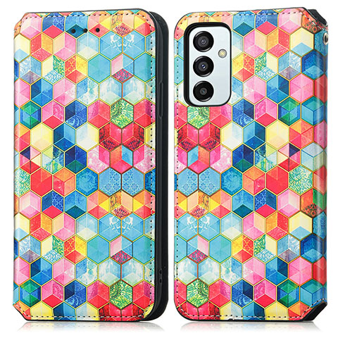 Funda de Cuero Cartera con Soporte Patron de Moda Carcasa S02D para Samsung Galaxy F23 5G Multicolor