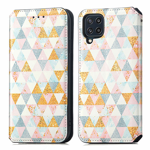 Funda de Cuero Cartera con Soporte Patron de Moda Carcasa S02D para Samsung Galaxy M32 4G Blanco