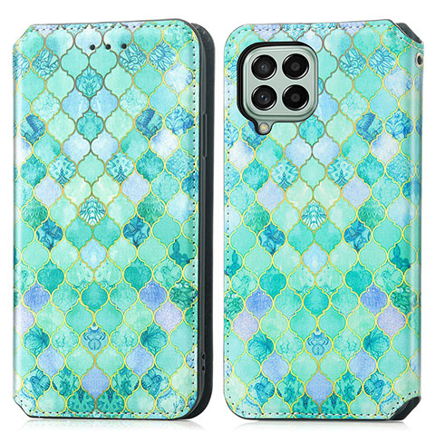 Funda de Cuero Cartera con Soporte Patron de Moda Carcasa S02D para Samsung Galaxy M53 5G Verde